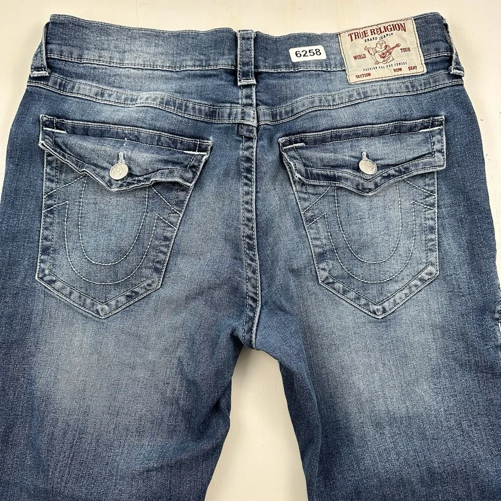 True Religion Rocco Relaxed Skinny Jeans Actual 34x32 Blue Flap Pockets Stretch